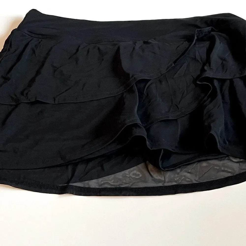 Coco Reef Women's Castaway Black Sway Mesh Layer Swim Skort black skirt short - Picture 5 of 8
